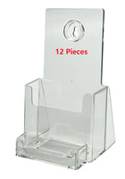 4" Wide Clear Plastic Desktop or Wall Mount Display Trifold Brochure Holder with Business Card Attachment Twelve Pieces