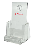 4" Wide Clear Plastic Desktop or Wall Mount Display Trifold Brochure Holder with Business Card Attachment Six Pieces