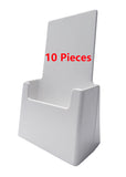 4" Wide White Plastic Desk or Countertop Trifold Brochure Holder Display Stand Ten Pieces