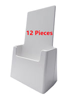 4" Wide White Plastic Desk or Countertop Trifold Brochure Holder Display Stand Twelve Pieces