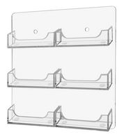 6 Pocket Wall Mount Business Card Holder - Vertical - Clear Acrylic Plastic