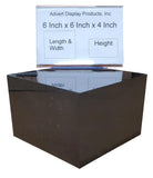 5 Sided 6"x6"x4"  Black Acrylic Plastic Riser Strong Display Cube or Bin Container