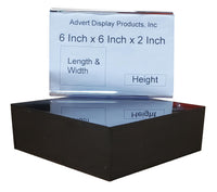 5-Sided 6"x6"x2" Black Acrylic Plastic Riser Strong Display Cube or Bin Container