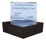 5-Sided 6"x6"x2" Black Acrylic Plastic Riser Strong Display Cube or Bin Container