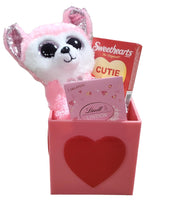 5 Sided 4x4x4 Valentine's Day Crafts - Pink Box and Red Hearts Acrylic Plastic Display Cube, Bin Container Or Craft Boxes Spread LOVE