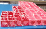 5 Sided 4x4x4 Valentine's Day Crafts - Red Box and Pink Hearts Acrylic Plastic Display Cube, Bin Container Or Craft Boxes