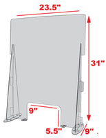 23.5" W x 31" H Clear Acrylic Desk or Counter Sneeze Guard Protection Divider