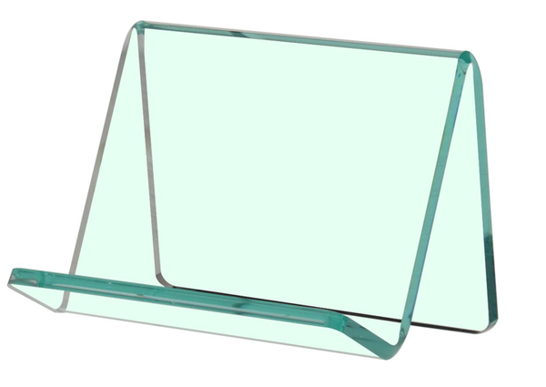 Style J - Clear - Free Standing Business Card Holder - Green Tinted edge