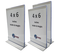 T Shaped 4x6 Clear Plastic Double Sided Bottom Load 2 Piece Sign Holder Picture Frames
