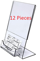 5x7 Clear Plastic Sign Holder with Business Card Attachment Pocket Twelve Pieces