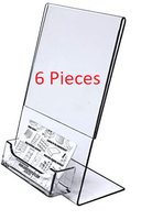 5x7 Clear Plastic Sign Holder with Business Card Attachment Pocket Six Pieces
