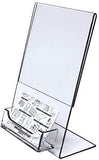 4x6 Clear Plastic Slanted Sign Holder with Business Card Attachment Pocket