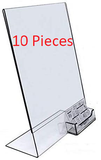 8.5x11 Clear Plastic Slanted Sign Holder with Business Card Attachment Pocket Ten Pieces