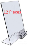 8.5x11 Clear Plastic Slanted Sign Holder with Business Card Attachment Pocket Twelve Pieces
