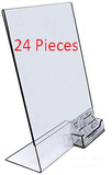 8.5x11 Clear Plastic Slanted Sign Holder with Business Card Attachment Pocket Twenty-Four Pieces