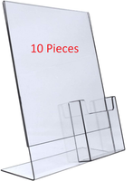 8.5x11 Clear Plastic Slanted Sign Holder with Tri-Fold Brochure Attachment Pocket Ten Pieces