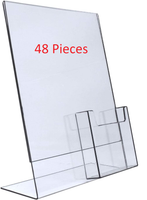 8.5x11 Clear Plastic Slanted Sign Holder with Tri-Fold Brochure Attachment Pocket Forty-Eight Pieces