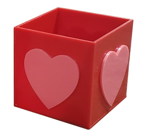 5 Sided 4x4x4 Valentine's Day Crafts - Red Box and Pink Hearts