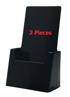 4" Wide Black Plastic Desk or Countertop Tri-fold Brochure Holder Display Stand Two Pieces