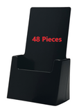 4" Wide Black Plastic Desk or Countertop Tri-fold Brochure Holder Display Stand Forty-Eight Pieces