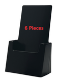 4" Wide Black Plastic Desk or Countertop Tri-fold Brochure Holder Display Stand Six Pieces