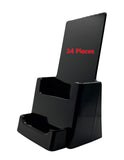 4" Wide Black Plastic Desktop Display Trifold Brochure Holder with Business Card Attachment Twenty-Four Pieces