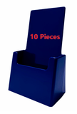 4" Wide Blue Plastic Desk or Countertop Tri-fold Brochure Holder Display Stand Ten Pieces