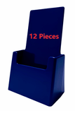 4" Wide Blue Plastic Desk or Countertop Tri-fold Brochure Holder Display Stand Twelve Pieces