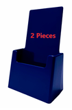 4" Wide Blue Plastic Desk or Countertop Tri-fold Brochure Holder Display Stand Two Pieces