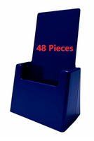 4" Wide Blue Plastic Desk or Countertop Tri-fold Brochure Holder Display Stand Forty-Eight Pieces