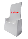 4" Wide White Plastic Desk or Countertop Trifold Brochure Holder Display Stand Six Pieces