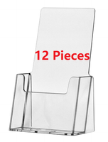 4" Wide Clear Plastic Desk or Countertop Trifold Brochure Holder Display Stands Twelve Pieces