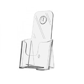 Clear Plastic Trifold Display Stands - 4-inch-wide Brochure Holder - Wall Mount Option