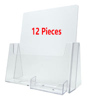 Clear Plastic 8.5x11 Magazine Literature Brochure Holder Display Stands with Business Card Holder