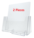 Clear Plastic 8.5x11 Magazine Literature Brochure Holder Display Stands with Business Card Holder Two Pieces