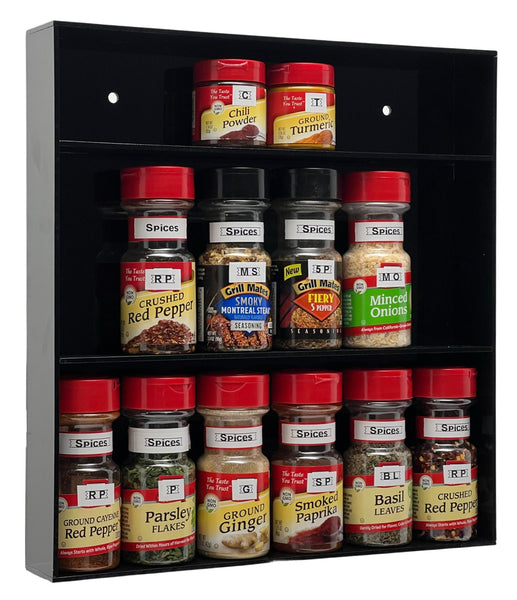 Black Plastic Three Shelf Wall Mount Spice Rack and Pantry Organizer C –  Advert Display Products, Inc
